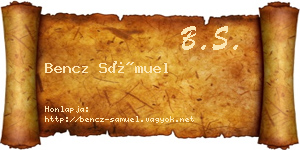 Bencz Sámuel névjegykártya